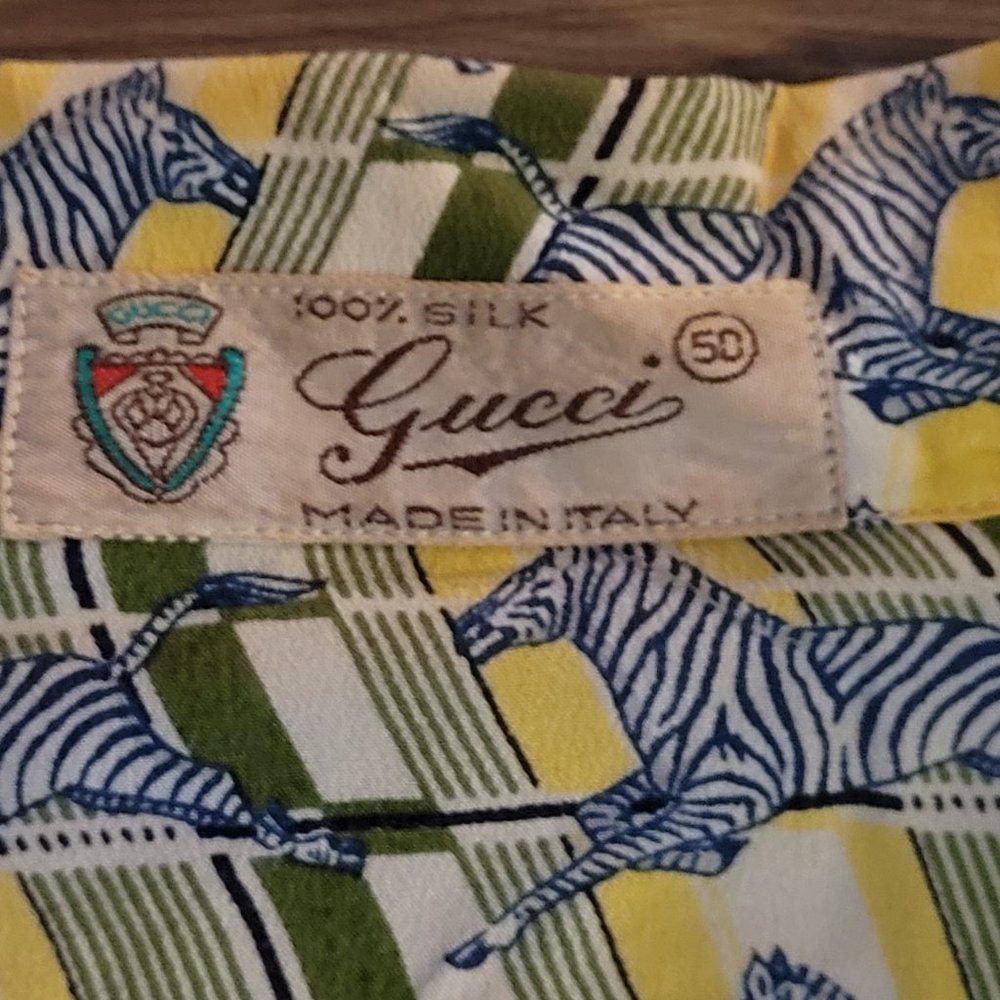 Vintage 1960's Gucci Zebra Print Womens Large 100 percent Silk - Picture 3 of 6